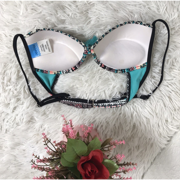 VGT Catalina S/CH (3-5) black SEQUINED Green push-up underwire bandeau top swim - Picture 6 of 6